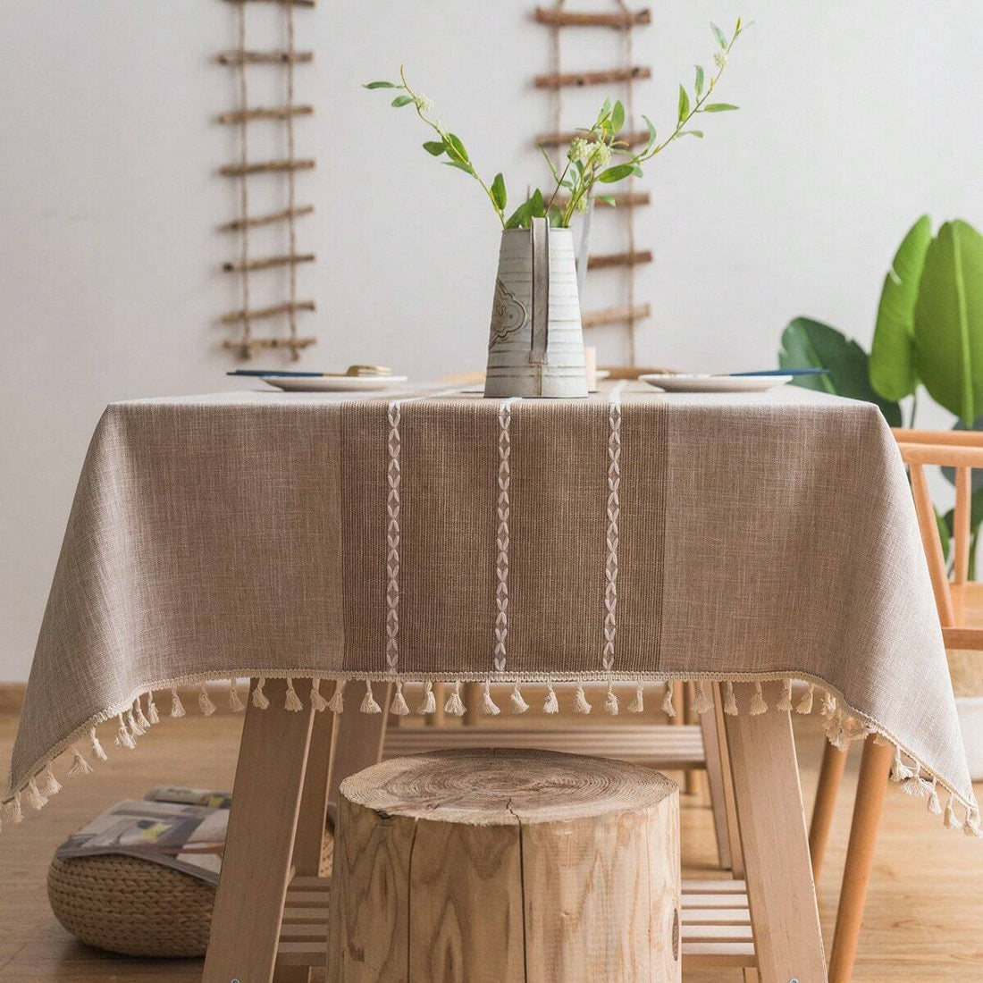 1pc Rectangular Tablecloth, Rustic Linen Dust-Proof, Wrinkle-Resistant, Fade-Proof Tableware For Kitchen, Dining Room, Holiday Party Dinner Fabric Table Cover