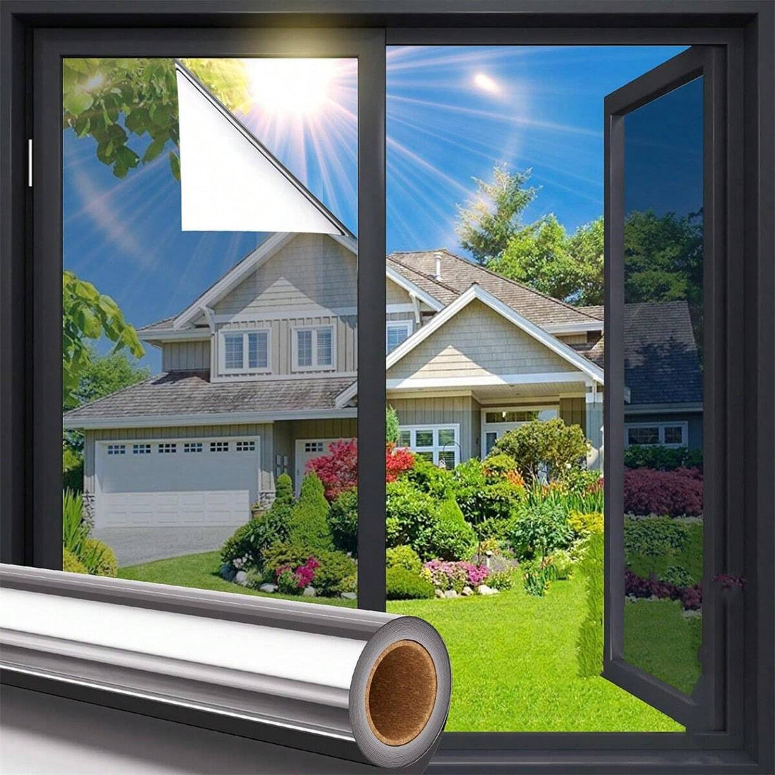 1 Roll Privacy Protection Window Film, Heat Insulation & UV Blocking Window Film, Suitable For Home, Office, Car, Anti-Glare, Anti-Shatter, Self-Adhesive Vinyl Film, Easy Installation, Multiple Sizes Available, Blackout, Modern & Stylish