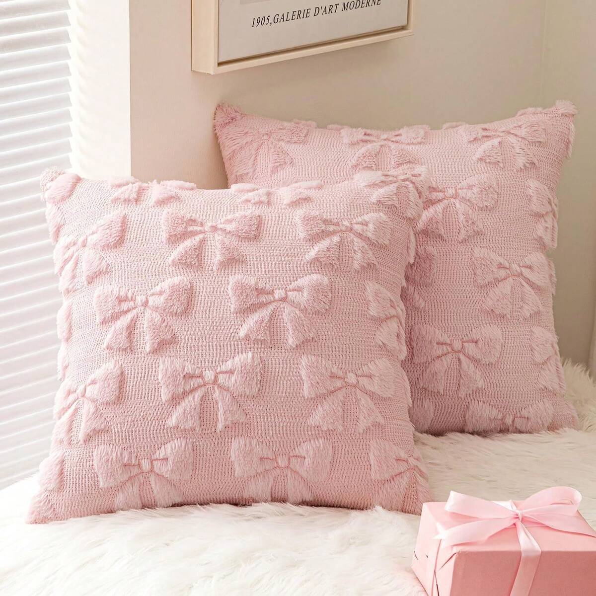 1pc Thickened High-Quality Bow Cushion Cover, Elegant Bow Design, Sofa Throw Pillow Cover, Thickened Bow Waist Pillow, Suitable For Indoor Decoration, All-Season Use, Without Filling